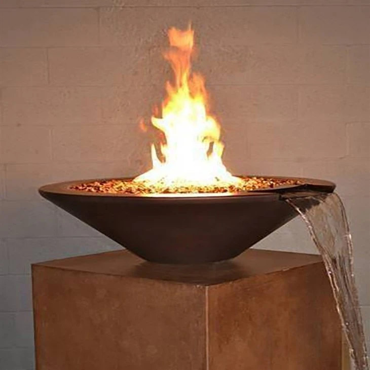 Gas Outdoor Firepit With Water Feature