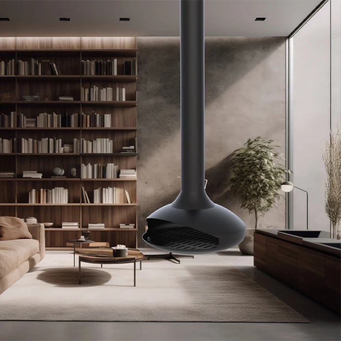 indoor hanging fireplace