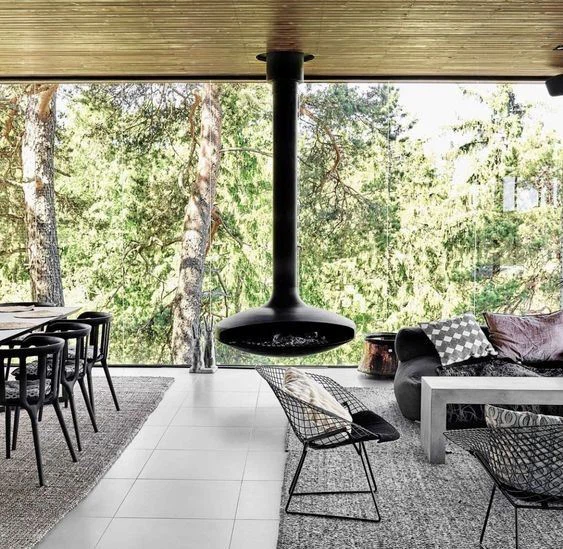 Wood Charcoal Hanging Fireplace