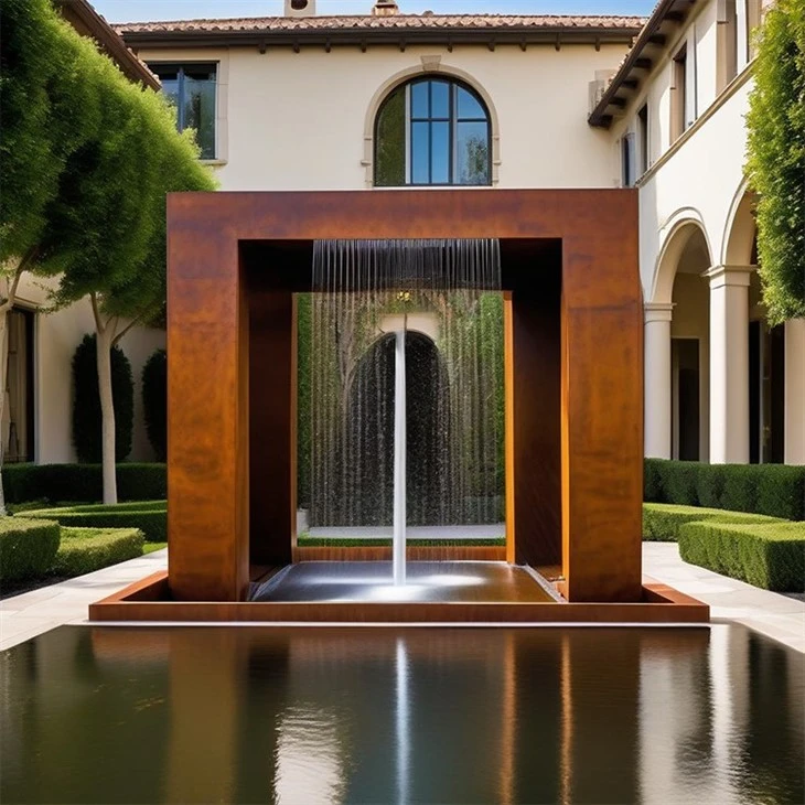 Corten Steel Tube Water Feature