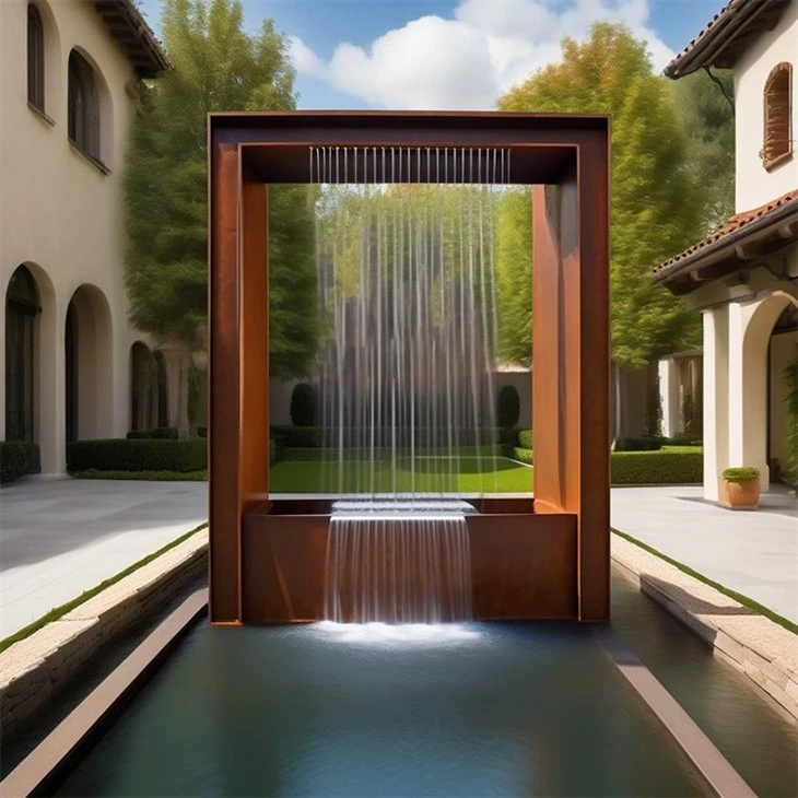 Corten Steel Tube Water Feature
