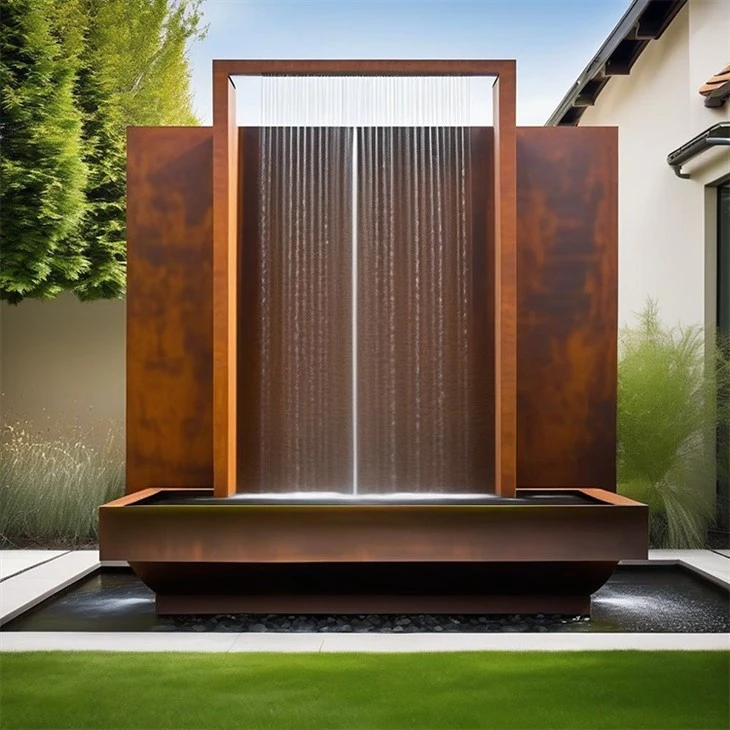 Corten Steel Tube Water Feature